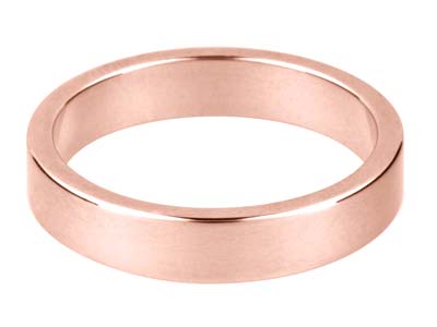 9ct Red Gold Flat Wedding Ring     4.0mm, Size R, 3.8g Medium Weight, Hallmarked, Wall Thickness 1.29mm, 100 Recycled Gold