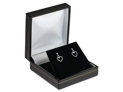 Sterling Silver Valentine's Day     Jewellery Heart Drop Earrings, With Display Box - Standard Image - 1