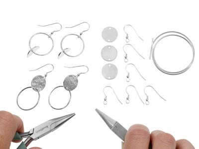 Cooksongold Sterling Silver Circle And Hoop Earrings Jewellery Making Kit - Standard Image - 2