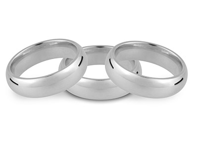 Platinum Court Wedding Ring 2.5mm, Size M, 4.3g Medium Weight,        Hallmarked, Wall Thickness 1.52mm - Standard Image - 2