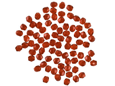 Preciosa 4mm Czech Fire Polished   Glass Beads Siam Ruby, Pack of 100 - Standard Image - 1