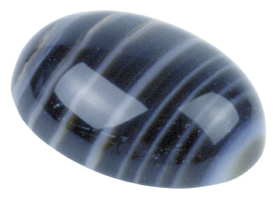 Onyx, Black And White Banded Oval  Cabochon, 8x6mm - Standard Image - 1