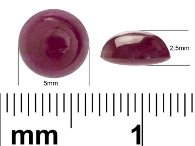 Ruby, Round Cabochon, 5mm - Standard Image - 4