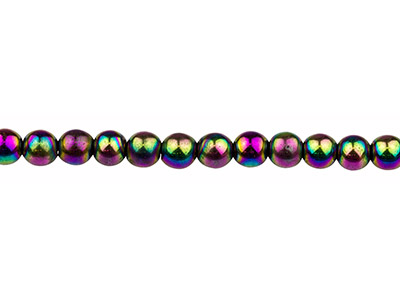 Electroplated Hematite Semi         Precious Round Beads, Rainbow, 6mm, 15