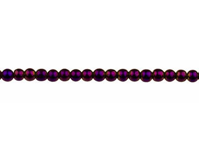 Electroplated Hematite Semi        Precious Round Beads, Purple, 4mm, 15-15.5 Strand