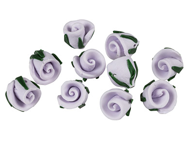 Polymer Clay Rosebud Beads, Lilac, 8mm, Pack of 10