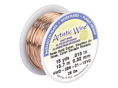 Beadalon Artistic Wire 28 Gauge    Silver Plated Rose Gold Colour     0.32mm X 13.7m