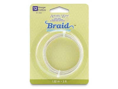 Beadalon Artistic Wire 12 Gauge    Round Braid Tarnish Resistant      Silver 2.1mm X 1.5m - Standard Image - 1