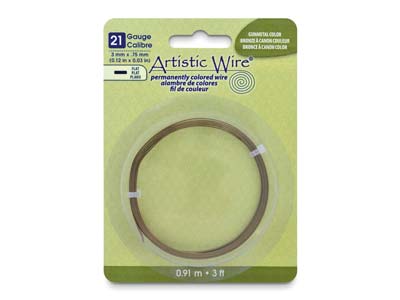 Beadalon Artistic Wire 21 Gauge    Flat Antique Brass Colour 0.75mm X 3mm X 0.91m - Standard Image - 1
