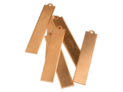 Copper Blanks Long Rectangle Tag   Pack of 6 40mm X 8mm - Standard Image - 1
