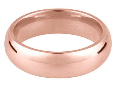 18ct Red Gold Court Wedding Ring   5.0mm, Size Y, 8.1g Medium Weight, Hallmarked, Wall Thickness 1.81mm, 100 Recycled Gold