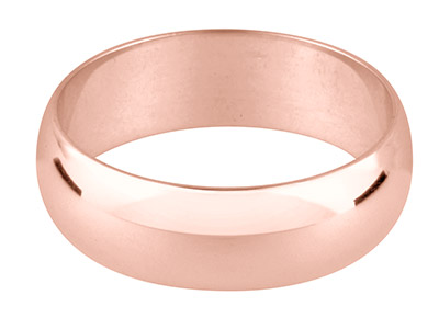 9ct Red Gold D Shape Wedding Ring  5.0mm, Size U, 4.5g Medium Weight, Hallmarked, Wall Thickness 1.31mm, 100 Recycled Gold