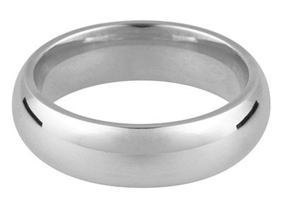 9ct White Gold Court Wedding Ring  2.5mm, Size I, 2.6g Medium Weight, Hallmarked, Wall Thickness 1.67mm, 100 Recycled Gold