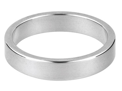 9ct White Gold Flat Wedding Ring   2.0mm, Size O, 1.7g Medium Weight, Hallmarked, Wall Thickness 1.08mm, 100 Recycled Gold