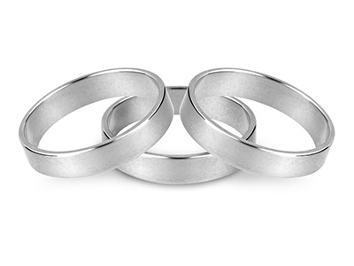 9ct White Gold Flat Wedding Ring   4.0mm, Size Y, 5.1g Heavy Weight,  Hallmarked, Wall Thickness 1.38mm, 100% Recycled Gold - Standard Image - 2