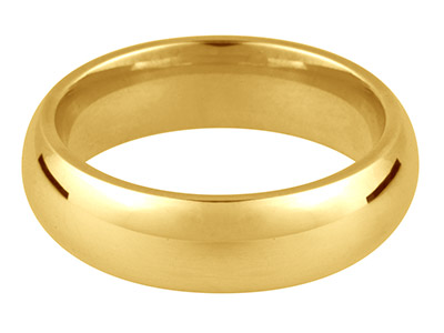 9ct Yellow Gold Court Wedding Ring 6.0mm, Size Z, 5.3g Light Weight,  Hallmarked, Wall Thickness 1.43mm, 100 Recycled Gold