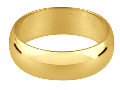 9ct Yellow Gold D Shape            Wedding Ring 5.0mm, Size T, 4.5g   Medium Weight, Hallmarked, Wall    Thickness 1.33mm, 100 Recycled    Gold