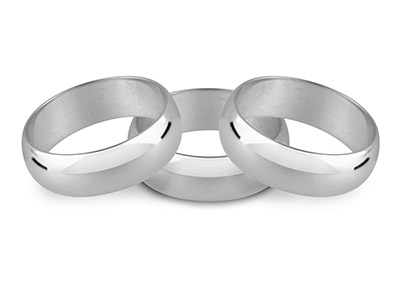 Silver D Shape Wedding Ring 5.0mm, Size S, 5.6g Heavy Weight,         Hallmarked, Wall Thickness 1.82mm, 100% Recycled Silver - Standard Image - 2