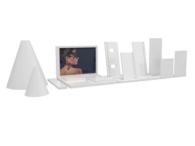 White Gloss Acrylic Necklace       Display Stand Medium - Standard Image - 3