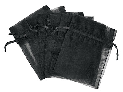 Organza Bags Black 7.6cm X 10cm    Pack of 6 - Standard Image - 1