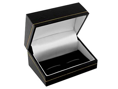 Black Leatherette Cufflink Box - Standard Image - 1