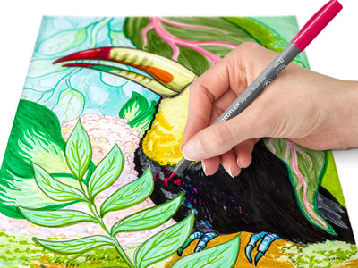 Staedtler Pigment Arts, Set Of 12  Fibre Tip Pens With Brush Nib In   Assorted Colours - Standard Image - 4
