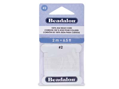 Beadalon White Silk Thread With    Needle, Size 2 0.45mm 2m Length - Standard Image - 1