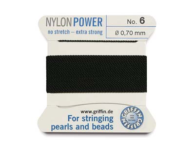 Griffin Nylon Power, Bead Cord,    Black, Size 6 - Standard Image - 1