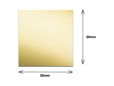 9ct Yellow Gold Sheet 1.00mm X 20mm X 20mm, Fully Annealed, 100%        Recycled Gold - Standard Image - 2
