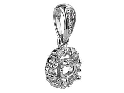 9ct White Gold Semi Set Pendant    Mount 14 Round Hallmarked Total    0.12ct Centre To Accomodate 3.0mm - Standard Image - 1