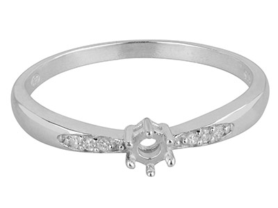 9ct White Gold Semi Set            Diamond Ring Mount Hallmarked 6    Round Total 0.03ct Centre To       Accommodate 2.5mm