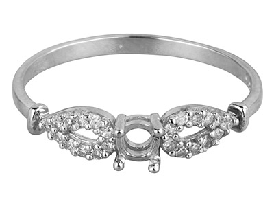 9ct White Gold Semi Set            Diamond Ring Mount Hallmarked 22   Round Total 0.10ct Centre To       Accommodate 3.0mm - Standard Image - 1