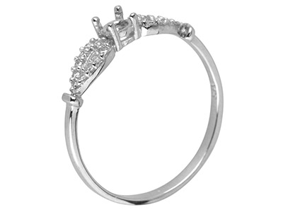 9ct White Gold Semi Set            Diamond Ring Mount Hallmarked 22   Round Total 0.10ct Centre To       Accommodate 3.0mm - Standard Image - 2