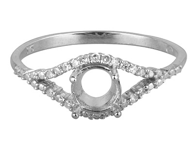 9ct White Gold Semi Set            Diamond Ring Mount Hallmarked 22   Round Total 0.10ct Centre To       Accommodate 6.0mm