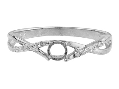 9ct White Gold Semi Set            Diamond Ring Mount Hallmarked 12   Round Total 0.06ct Centre To       Accommodate 4.0mm - Standard Image - 1