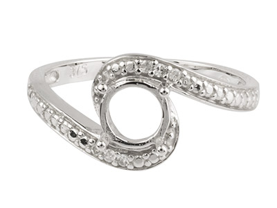 9ct White Gold Semi Set            Diamond Ring Mount Hallmarked 6    Round Total 0.03ct Centre To       Accommodate 6.0mm - Standard Image - 1