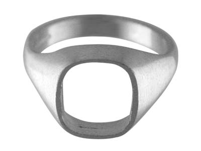 Sterling Silver Rubover Ring       Single Stone Hallmarked Stone Size 12x10mm Cushion Size S Open Back - Standard Image - 1