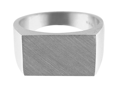 Sterling Silver Initial Rectangular Ring Hallmarked 17x12mm Head Depth  2.9mm Size S - Standard Image - 1