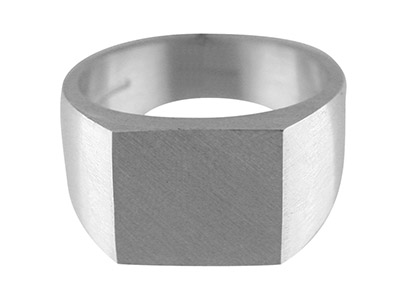Sterling Silver Initial Rectangular Ring Hallmarked 17.5x12mm Head      Depth 5mm Size R - Standard Image - 1