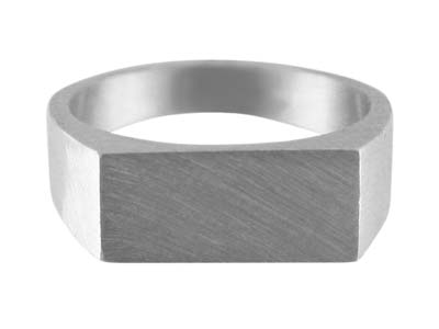 Sterling Silver Initial Rectangular Ring 14x9mm Hallmarked Head Depth   1.2mm Size O, 100% Recycled Silver - Standard Image - 1