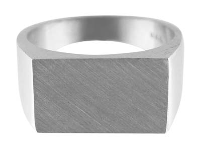 Sterling Silver Initial Rectangular Ring 18x10mm Hallmarked Head Depth  1.75mm Size R, 100% Recycled Silver - Standard Image - 1
