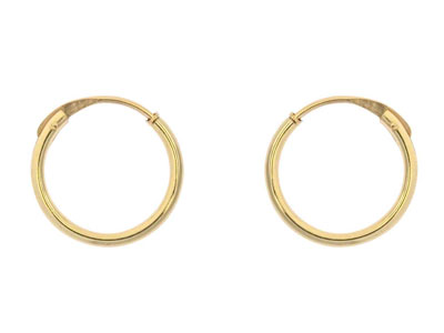 9ct Yellow Gold Creole Sleeper     Superlight 10mm Hoops, Pack of 2,  100% Recycled Gold - Standard Image - 1