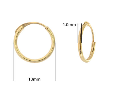 9ct Yellow Gold Creole Sleeper     Superlight 10mm Hoops, Pack of 2,  100% Recycled Gold - Standard Image - 2