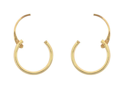 9ct Yellow Gold Creole Sleeper     Superlight 10mm Hoops, Pack of 2,  100% Recycled Gold - Standard Image - 4