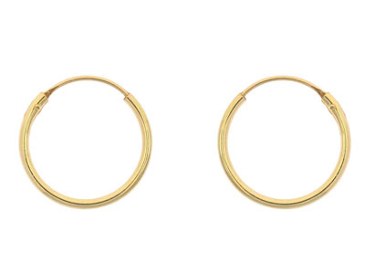 9ct Yellow Gold Creole Sleeper     Superlight 12mm Hoops, Pack of 2,  100% Recycled Gold - Standard Image - 1