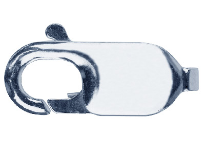 9ct White Gold Lobster Trigger     Clasp Oval, 13.6mm, Rhodium Plated