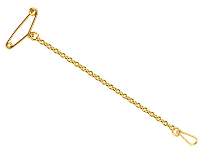 18ct Yellow Gold 2.2mm Trace        Safety Chain For Brooch With Safety Clip 6.0cm/2.4