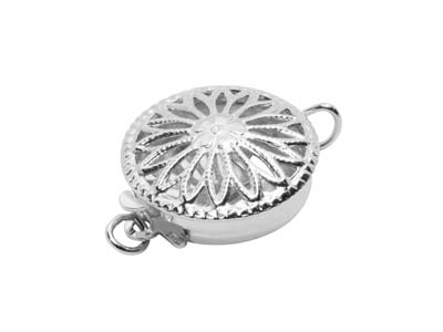 Sterling Silver 12mm Round Fancy   Clasp, Pierced On Both Sides And   Flattened - Standard Image - 1