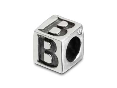 Sterling Silver Letter B 5mm Cube  Charm Pack of 3