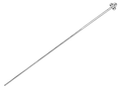 Sterling Silver Head Pin 50mm      Pack of 20, With 3 Bead End - Standard Image - 1